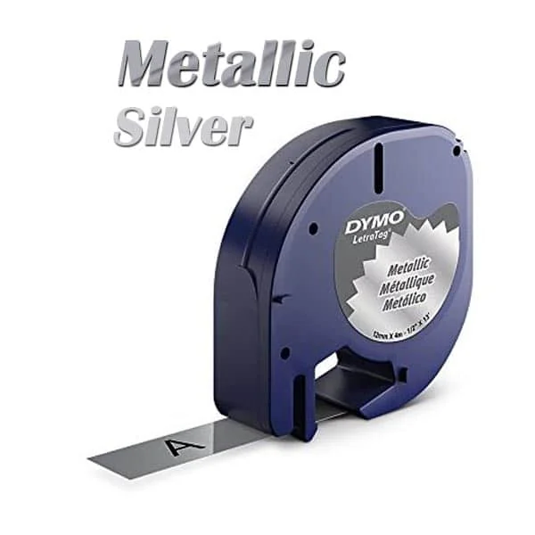 Kompatible Kassette — DYMO LetraTag 91208 Metallic Silver, 12 mm × 4 m