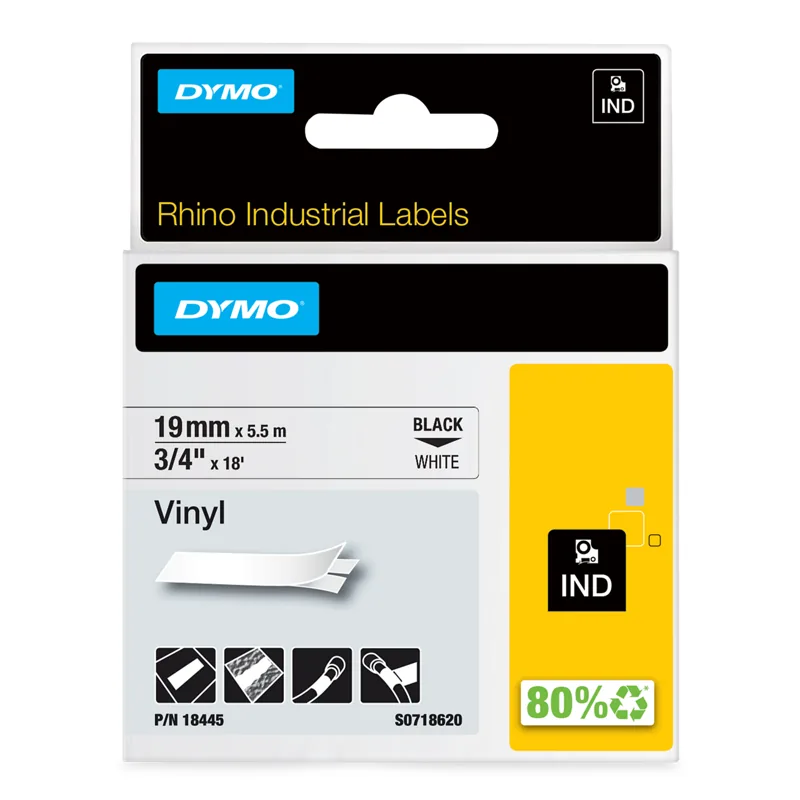 Vinylkassette — DYMO Rhino 18445, 19 mm, weiß